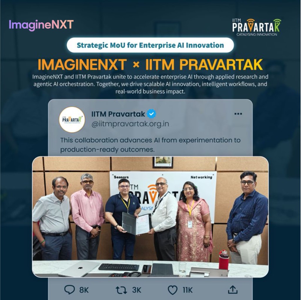 ImagineNXT and IITM Pravartak strategic MoU for enterprise AI innovation